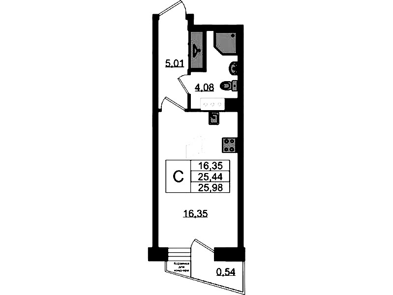 Квартира студия 25.98 м², 9/11 эт., ЖК «VEREN NORT Сертолово»